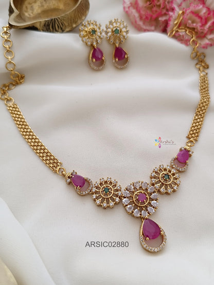 White and Ruby Stone Choker