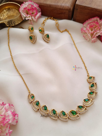 Diamond Look Like Emerald Necklace
