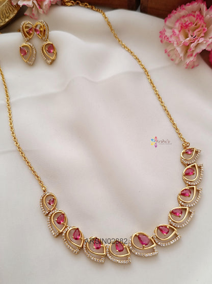 Diamond Look Like Ruby Necklace