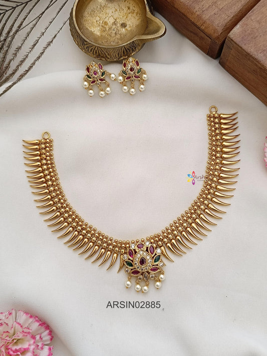 Spike Necklace with Lotus Pendant