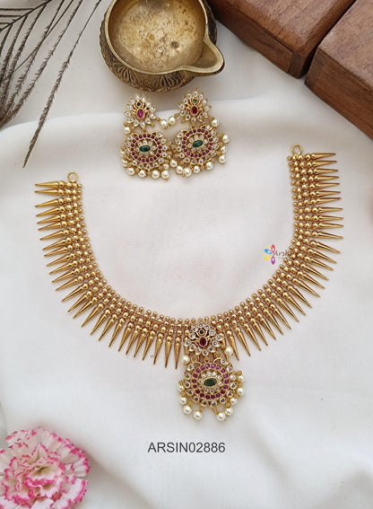 Spike Necklace with Stone Pendant