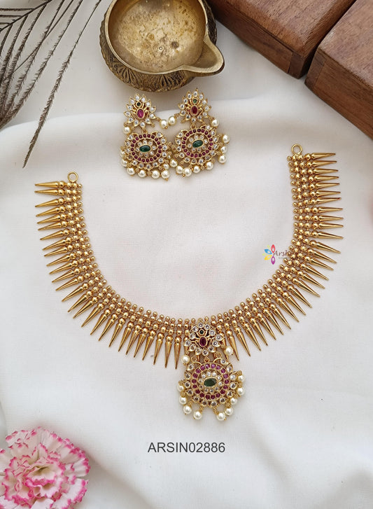 Spike Necklace with Stone Pendant