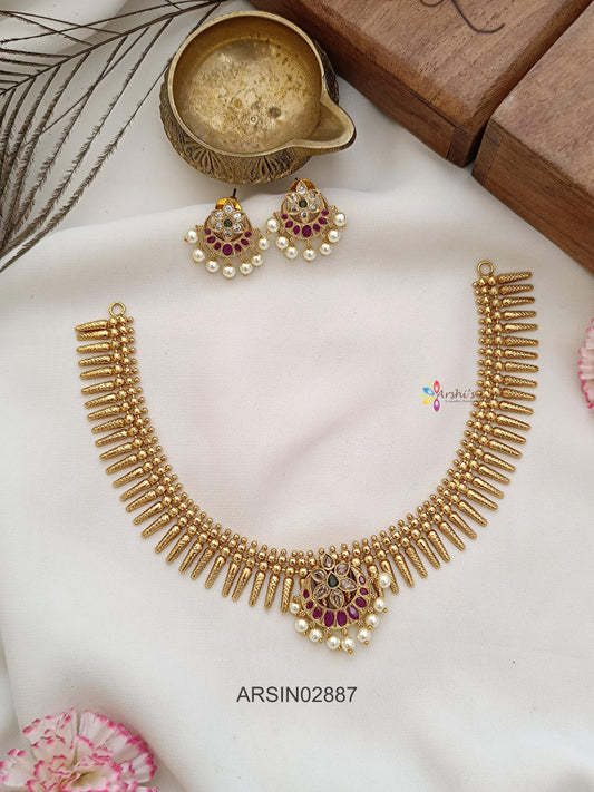 Spike Necklace with Half Moon Pendant