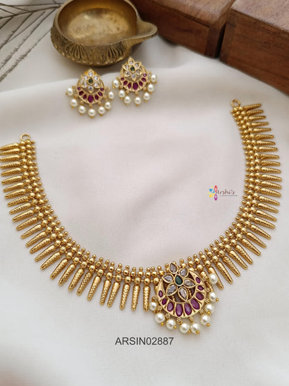 Spike Necklace with Half Moon Pendant