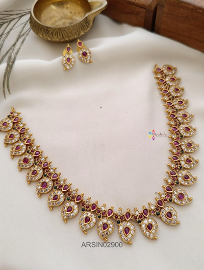 Mango White and Ruby Stone Necklace