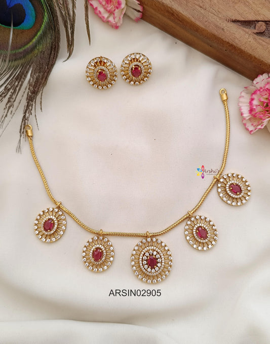 Ruby and AD Stone Drops Necklace