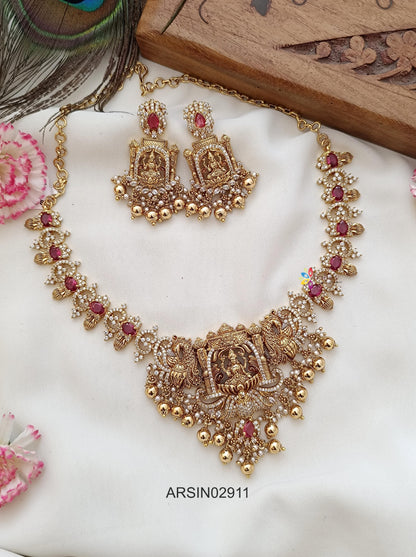 Temple Ruby and White Stone Necklace