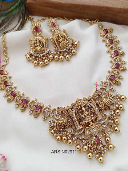 Temple Ruby and White Stone Necklace