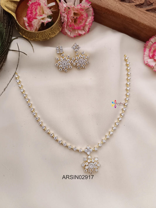 Diamond Look Like AD White Stone Necklace