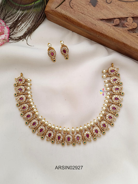 Mango Design Pearl Studded Necklace