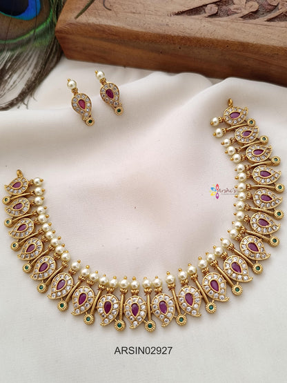 Mango Design Pearl Studded Necklace