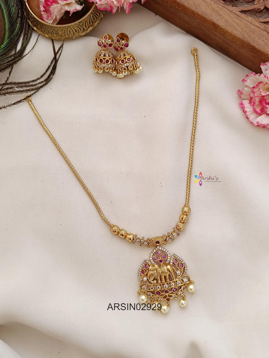 Elephant Pendant Attigai Necklace
