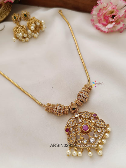 Peacock Stone Attigai Necklace