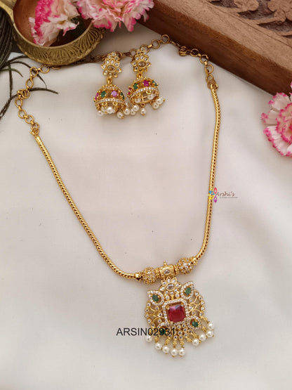 Stone Pendant Attigai Necklace