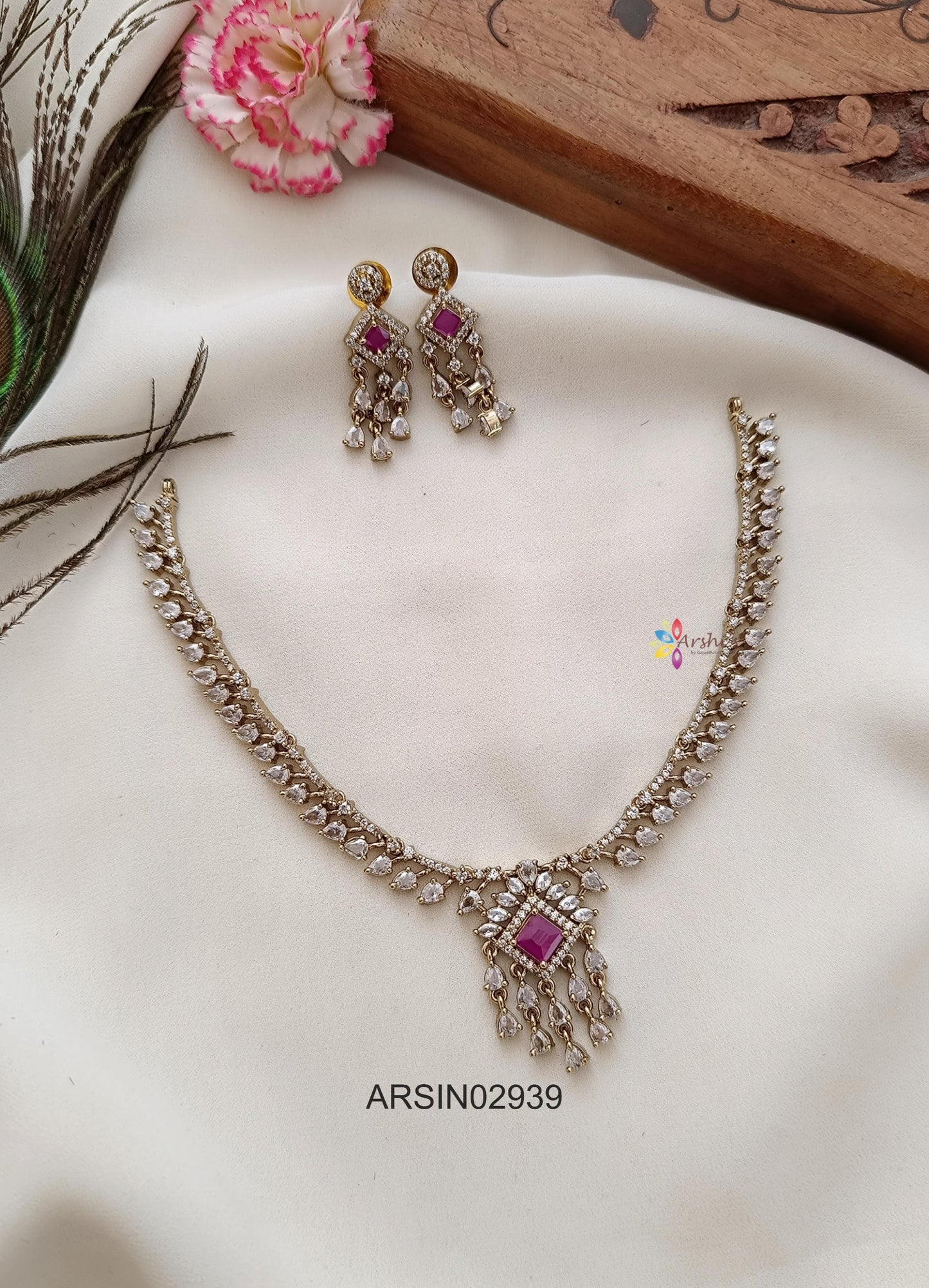 Victorian Ruby Stone Pendant Necklace