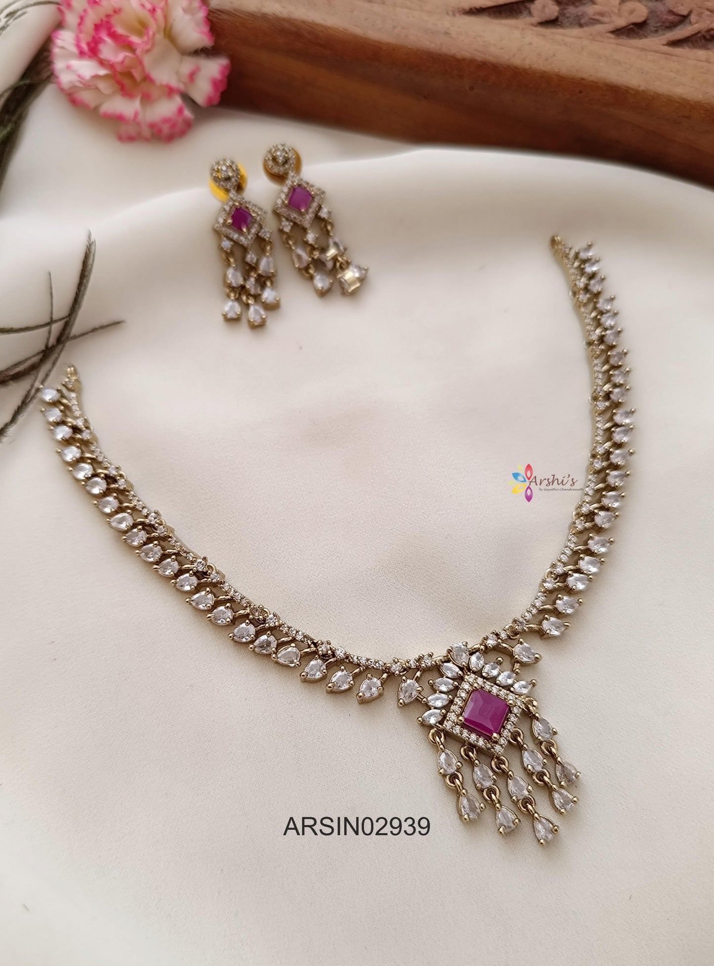 Victorian Ruby Stone Pendant Necklace