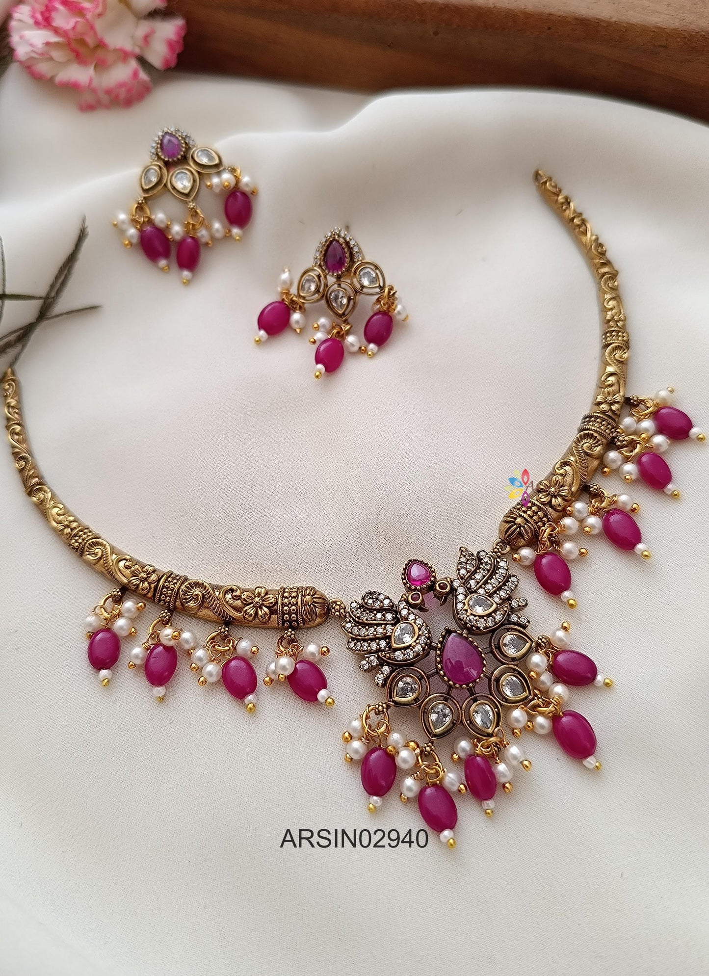 Victorian Peacock Pendant Kante Necklace