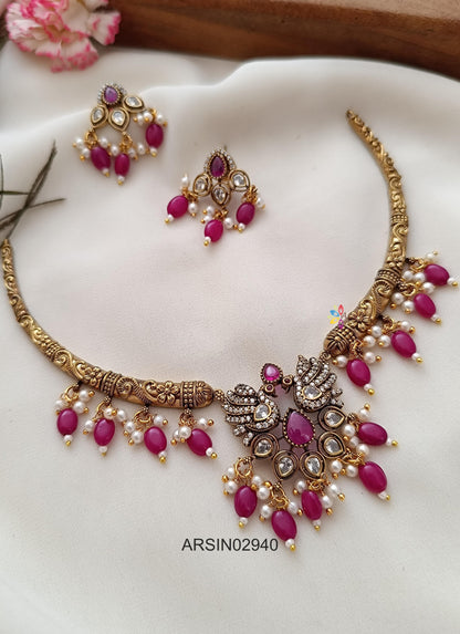 Victorian Peacock Pendant Kante Necklace