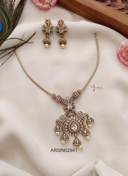 Peacock Design Jhumki Hangging Necklace