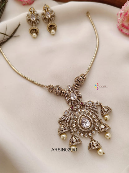 Peacock Design Jhumki Hangging Necklace