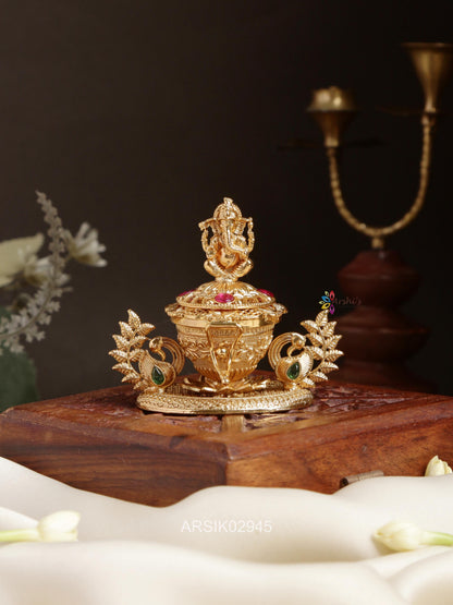 Ganesha and Peacock Kumkum Box
