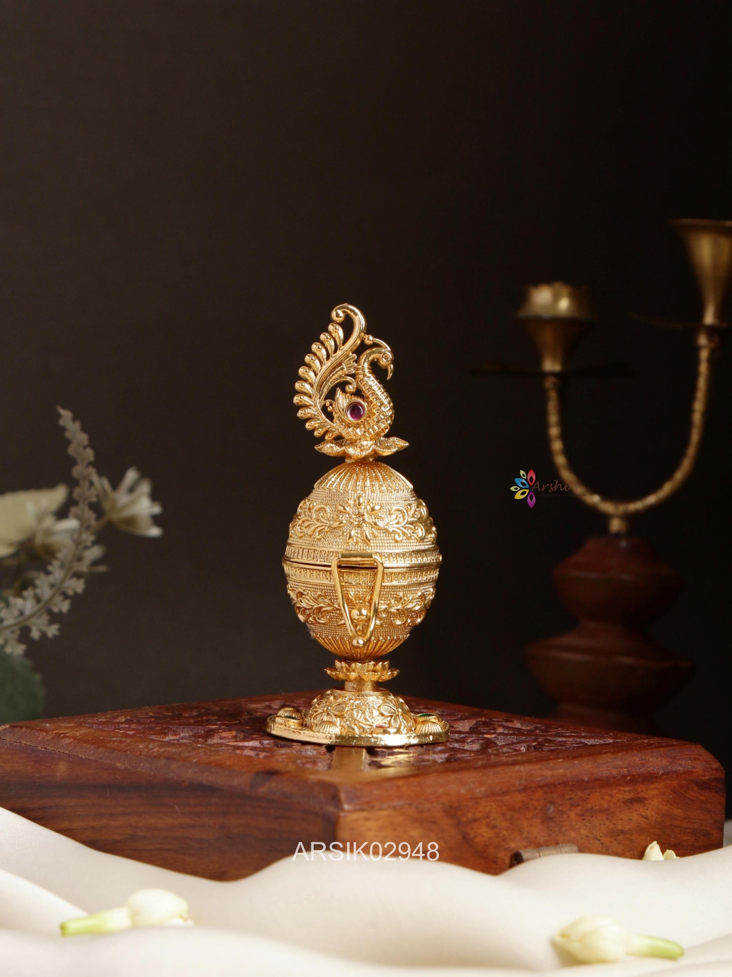 Peacock Ovel Kumkum Box