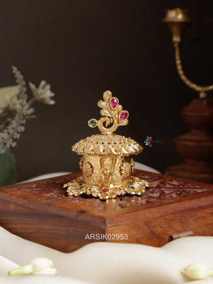 Peacock Kuemp Stone Kumkum Box