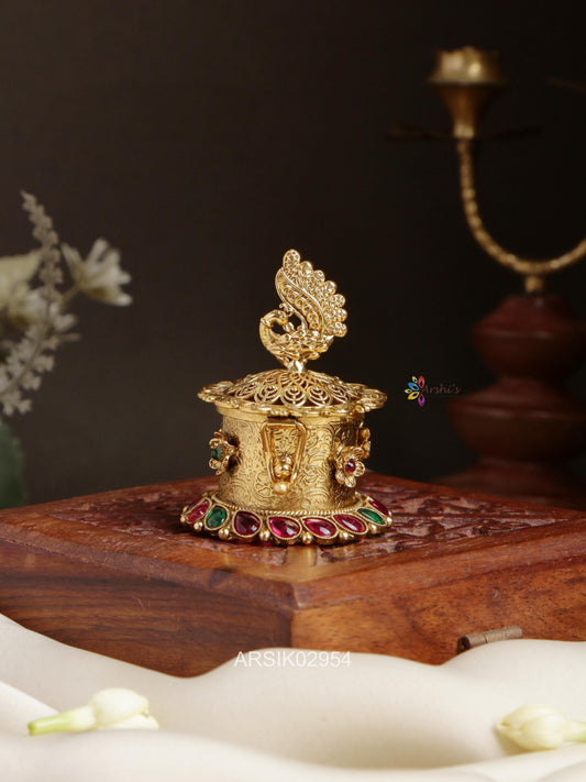 Antique Peacock Kumkum Box