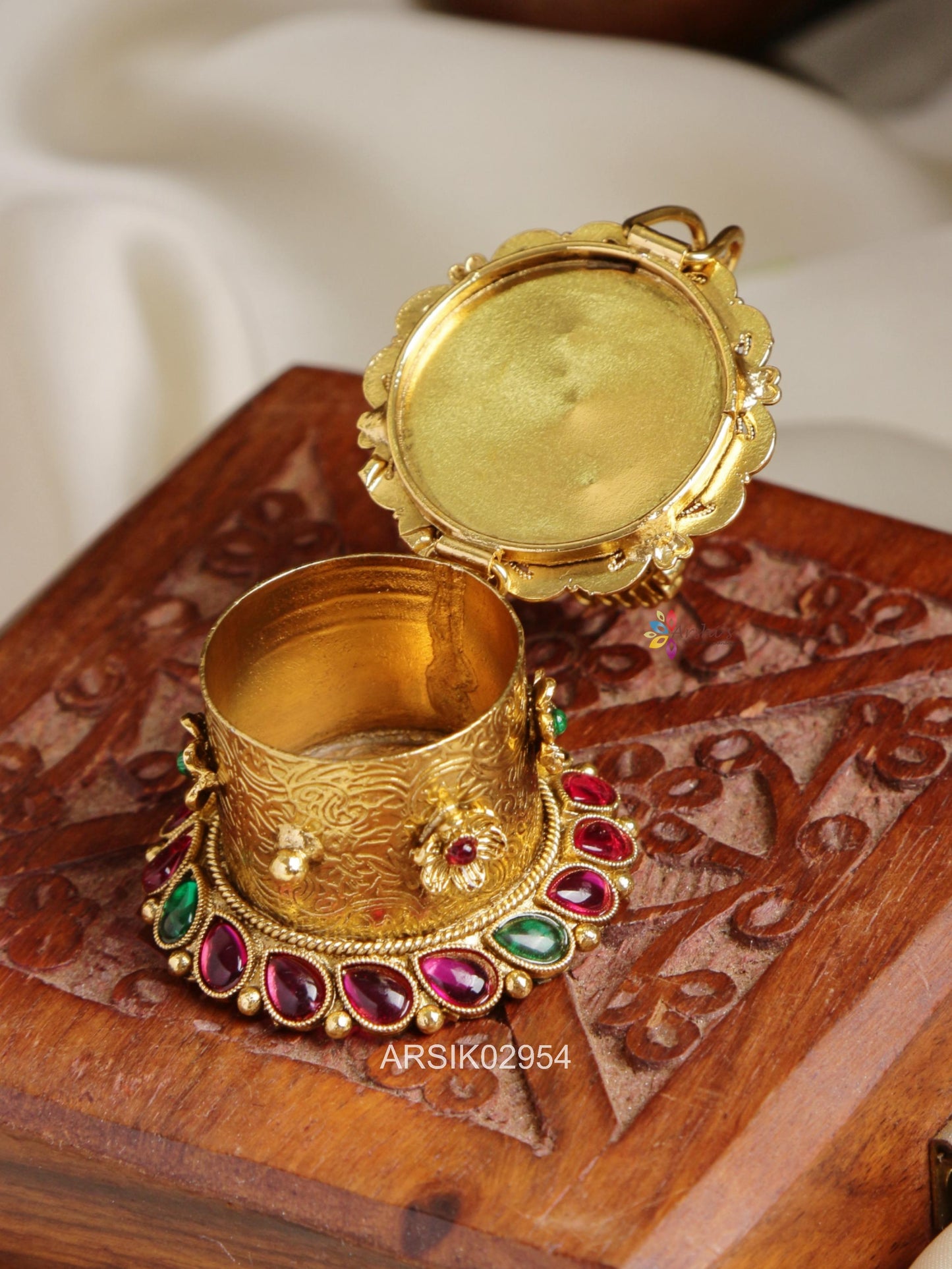 Antique Peacock Kumkum Box