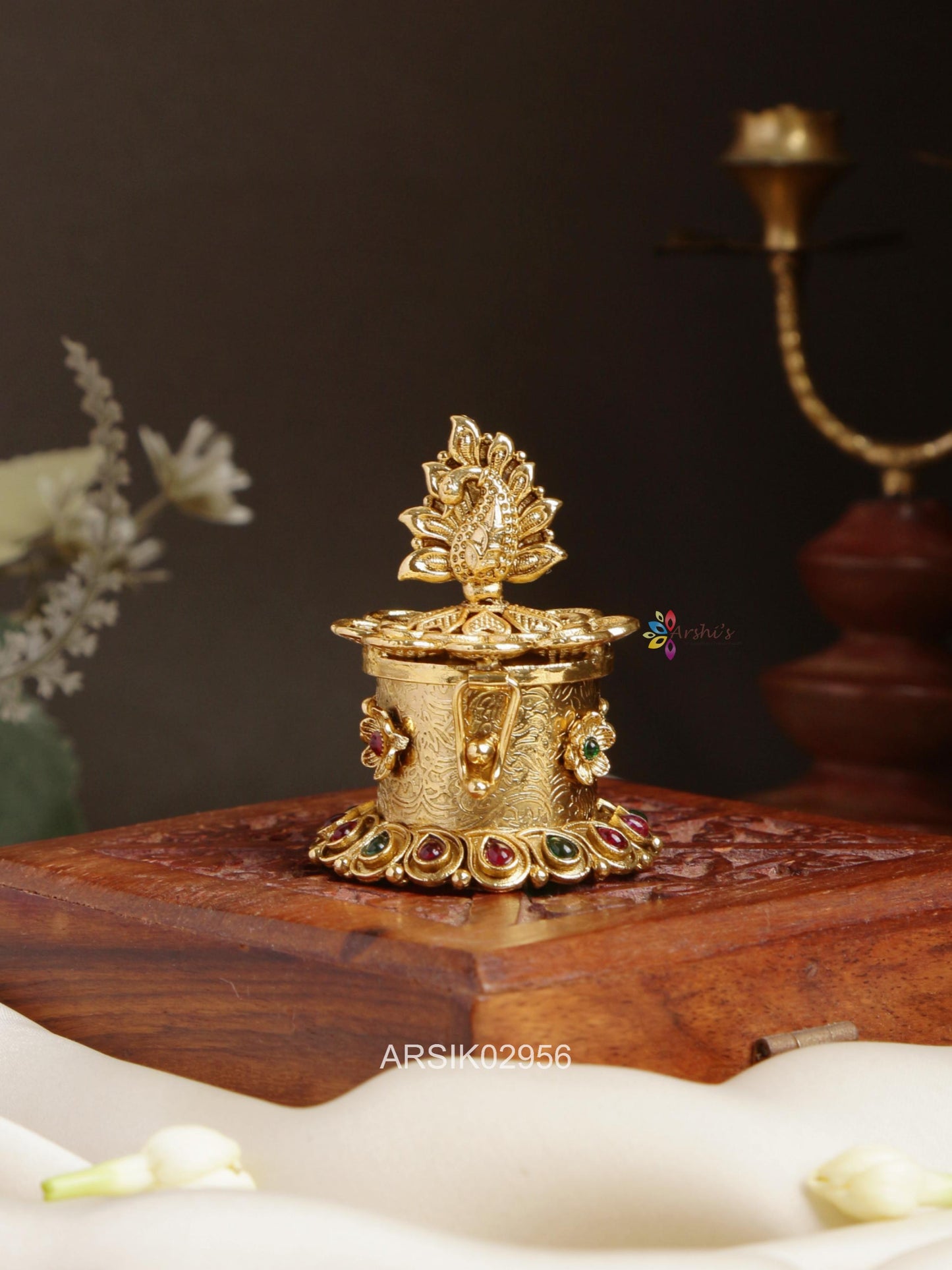 Peacock Design Kumkum Box