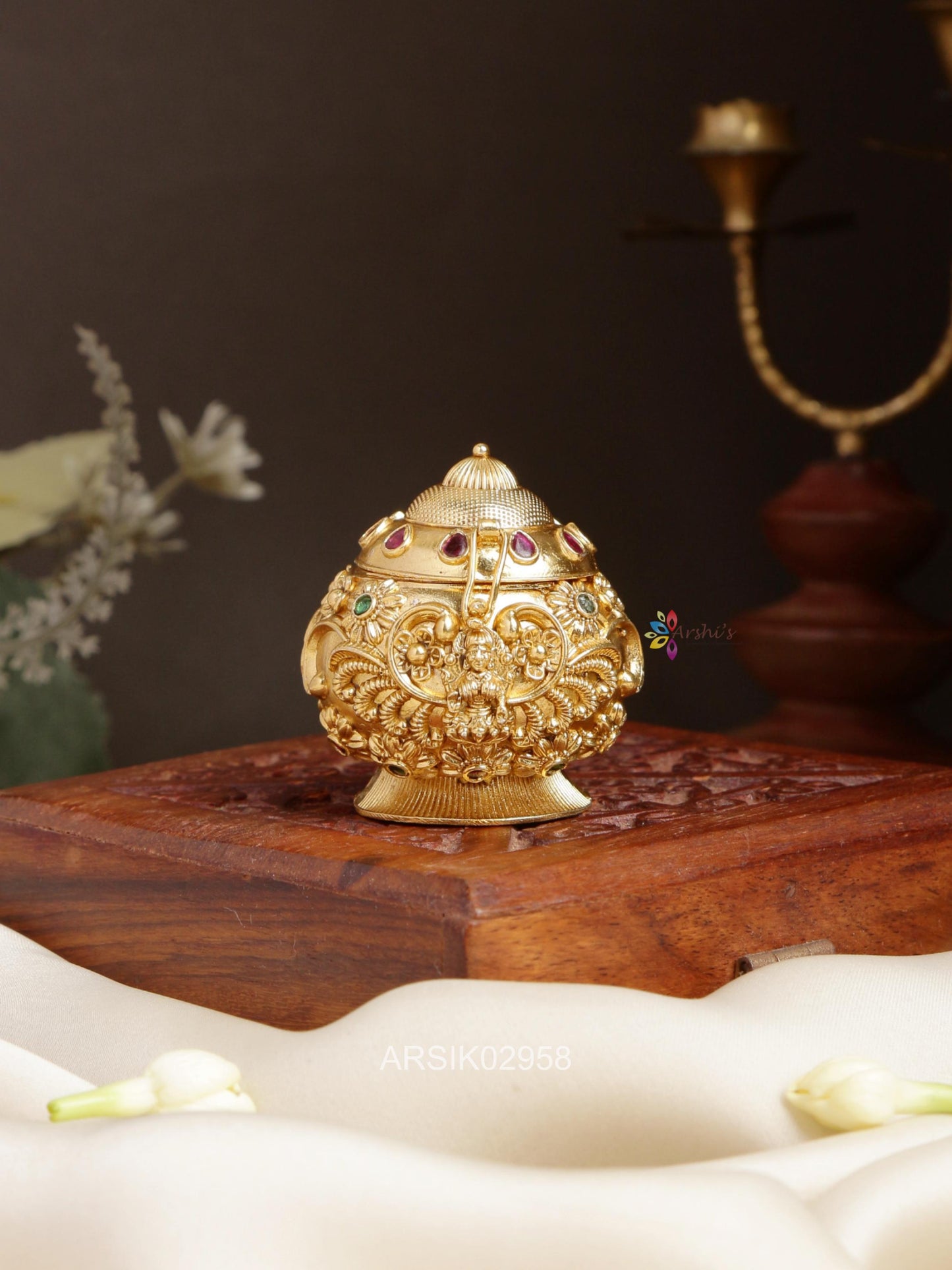 Matte Lakshmi Kumkum Box