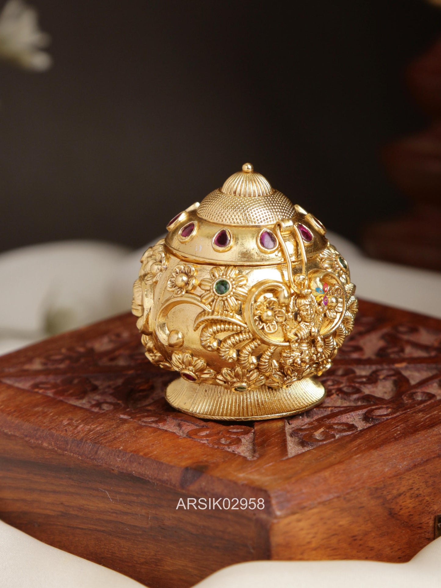 Matte Lakshmi Kumkum Box