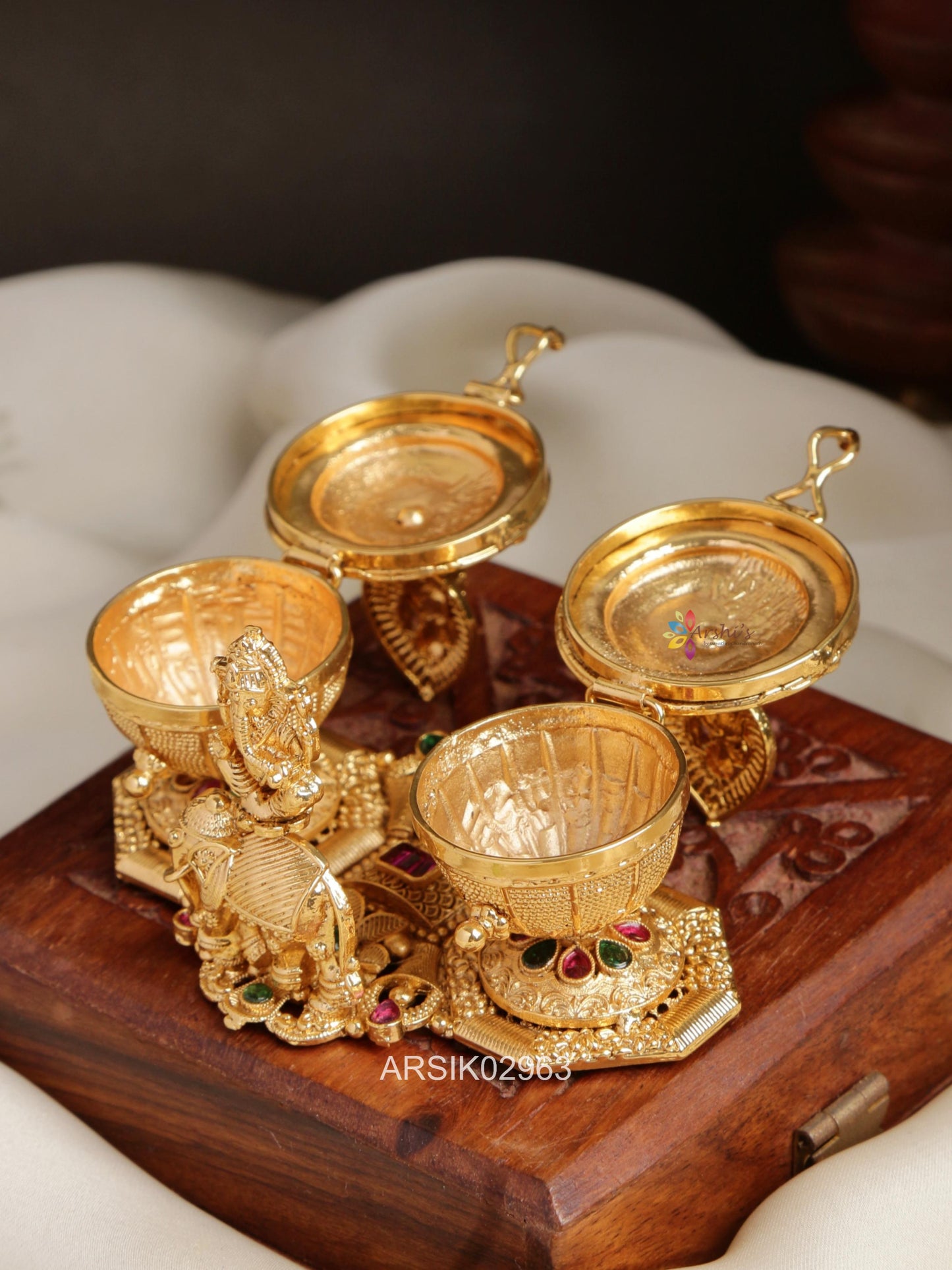 Ganesha and Elephant Kumkum Box