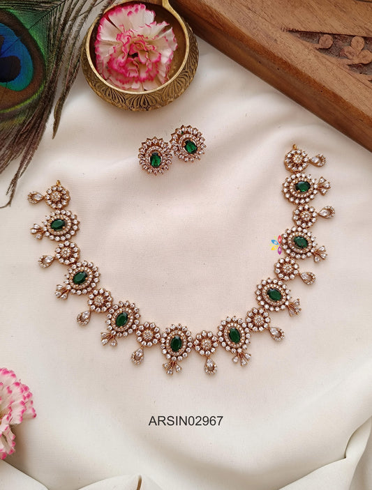 White and Emerald Stone Necklace