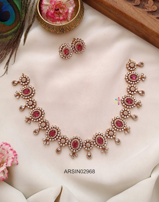 White and Ruby Stone Necklace
