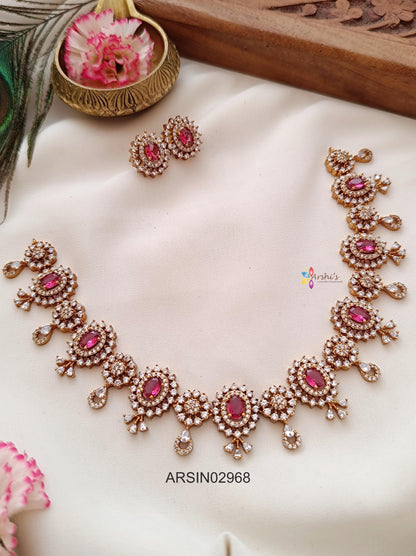 White and Ruby Stone Necklace