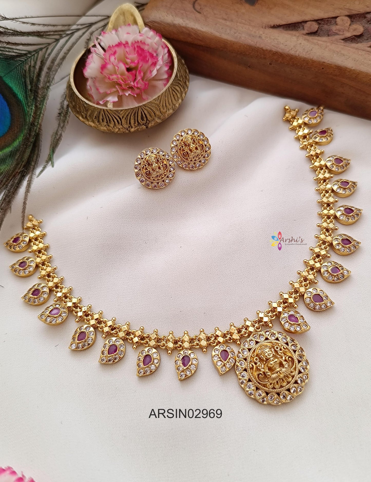 Lakshmi Pendant Mango Design Necklace