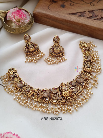 Lakshmi Peacock with Pearl Drop Necklace