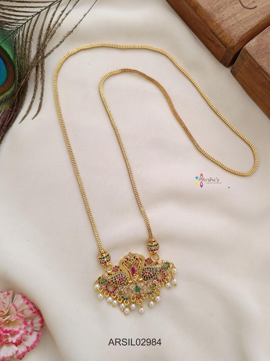 Peacock Multi Stone Pendant Haram