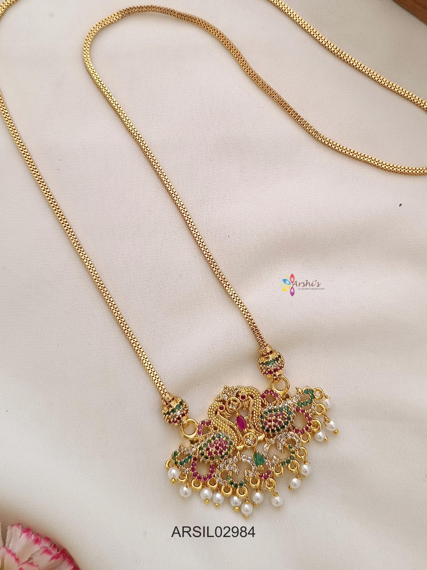 Peacock Multi Stone Pendant Haram