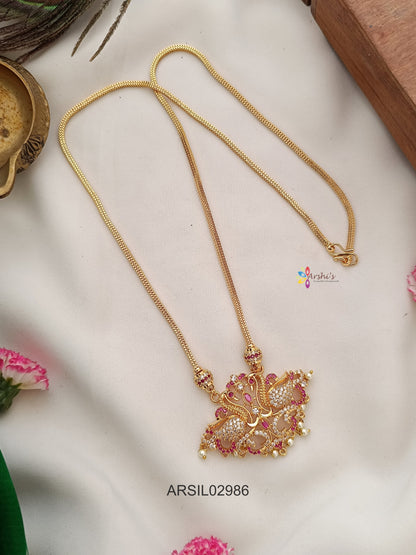 Peacock Red and White Stone Pendant Haram