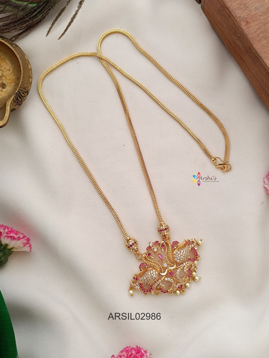 Peacock Red and White Stone Pendant Haram