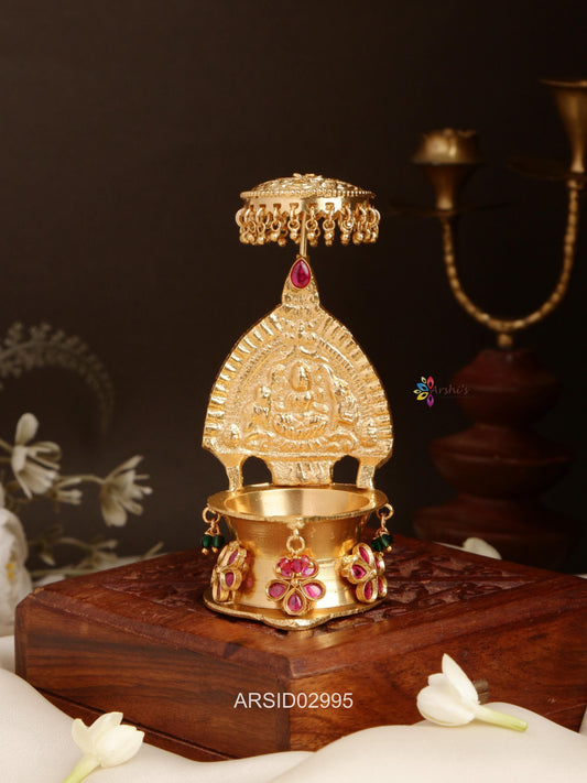 Lakshmi with Umbrilla Gold Beads Diya