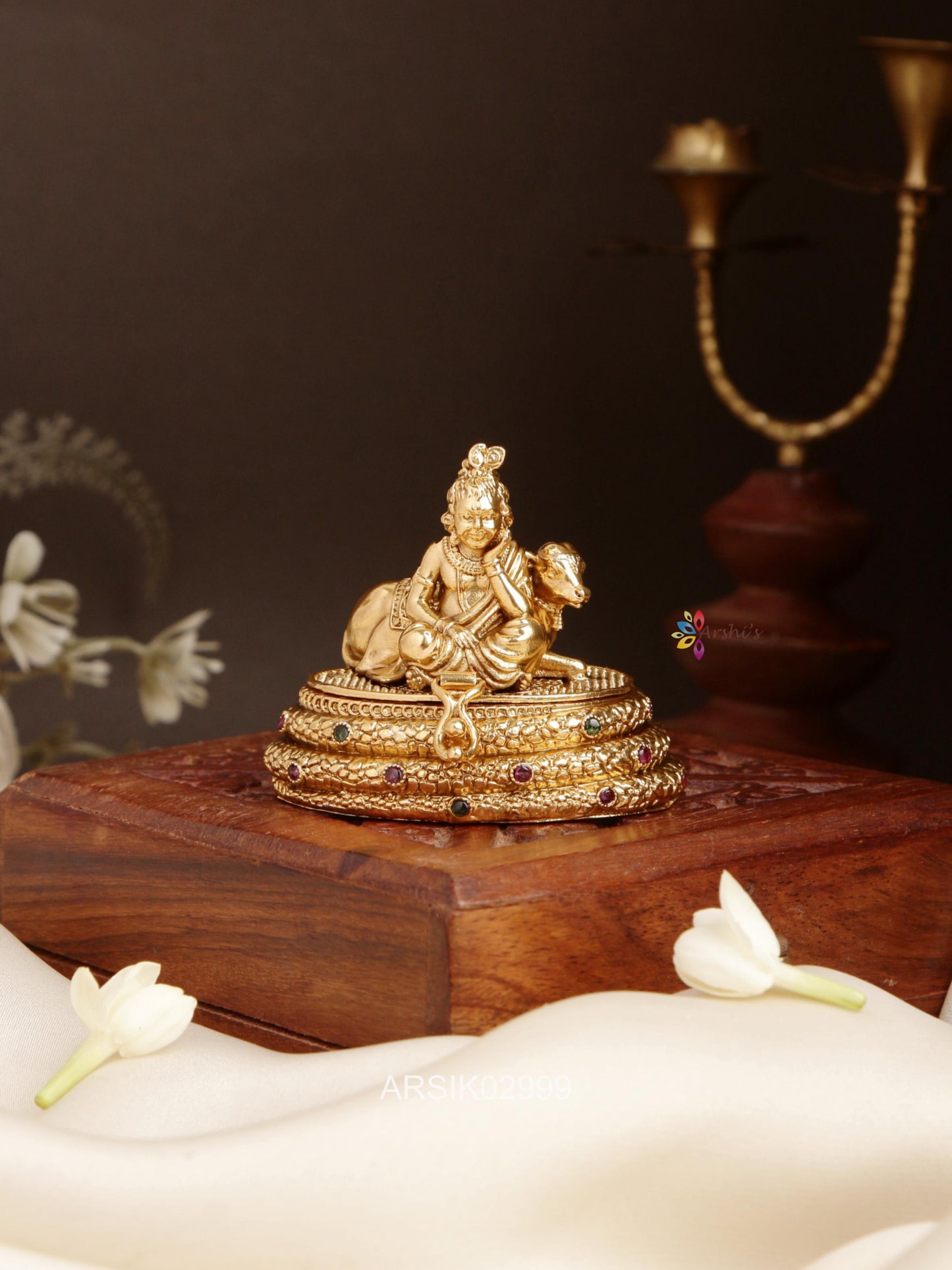 Krishna with Cow Kumkum Box