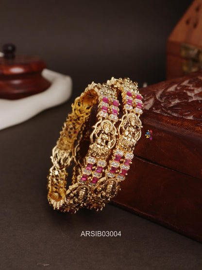 Temple Lakshmi and Stone Kada Bangles
