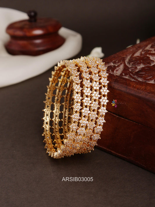 White Stone Set of Four Bangles