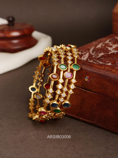 Multi Stone Set of Four Bangles