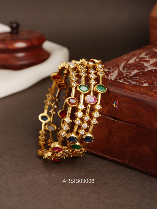 Multi Stone Set of Four Bangles