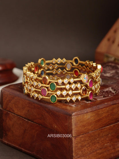 Multi Stone Set of Four Bangles
