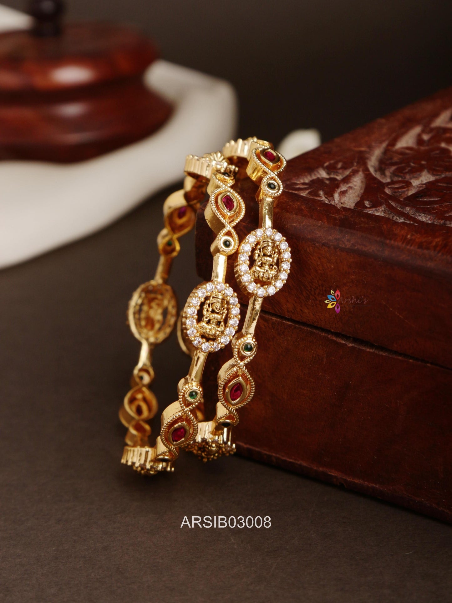 Lakshmi White Stone Set of Two Bangles